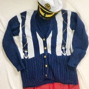 Vintage Nautical Sailor Cardigan Sweater